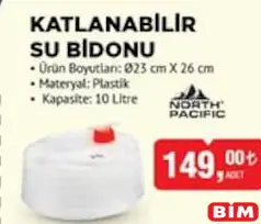 NORTH PACİFİC KATLANABİLİR SU BİDONU 10 LİTRE NORTH PACİFİC KATLANABİLİR SU BİDONU 10 LİTRE